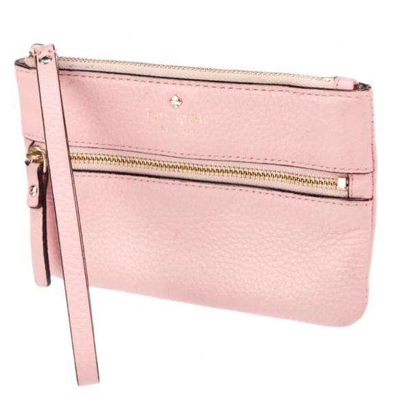 kate spade Handbags - Kate Spade New York Leather
Clutch Bag-pink/gold trim & zipper